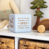 Wooden Baby Birth Statistics Block (Bold Font)