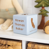 Wooden Baby Birth Statistics Block (Bold Font)