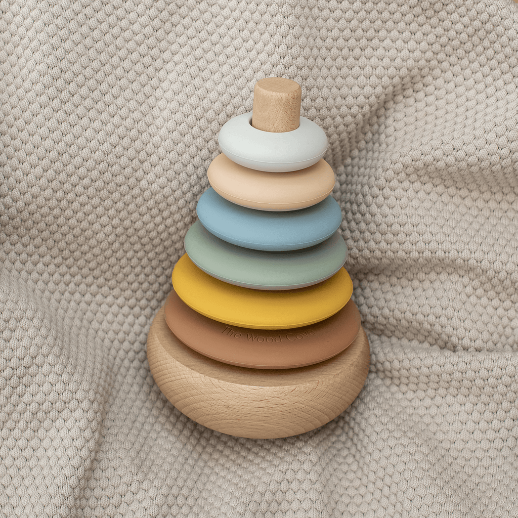 Silicone + Wood Rocking Stacker (Coast)