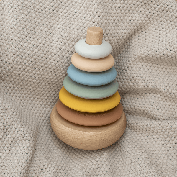 Silicone + Wood Rocking Stacker (Coast)