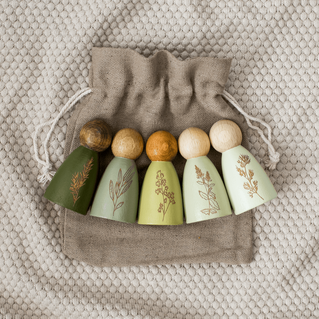 Garden Herb Peg Dolls Set