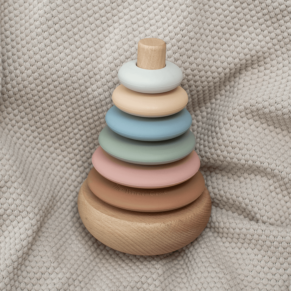 Silicone + Wood Rocking Stacker (Meadow)