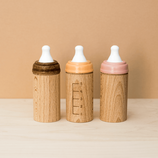 Wooden top doll bottle