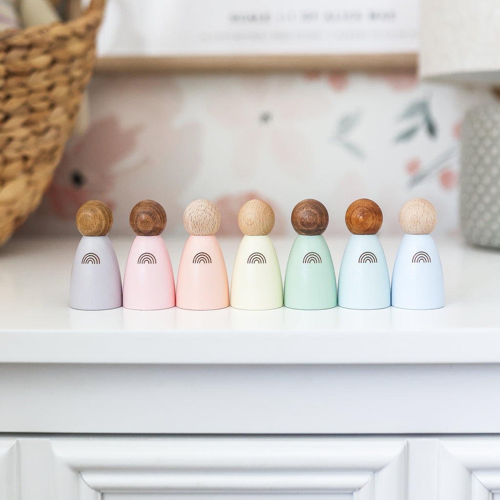 Pastel Rainbow Peg Doll Set