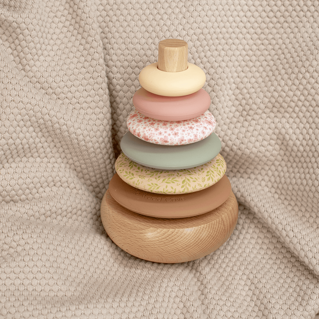 Silicone + Wood Rocking Stacker (Wildflower)