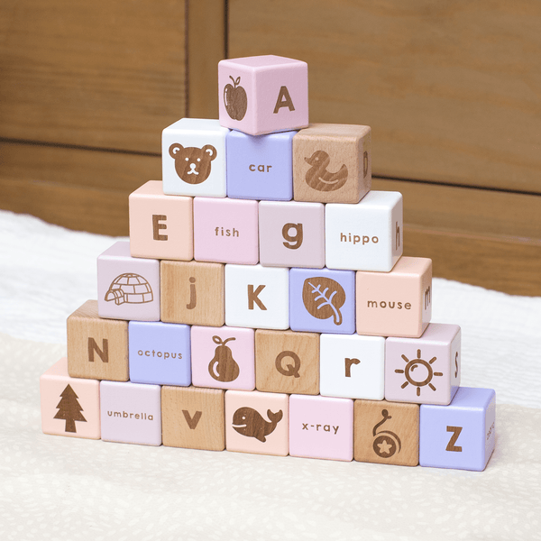 Pink wooden alphabet clearance blocks