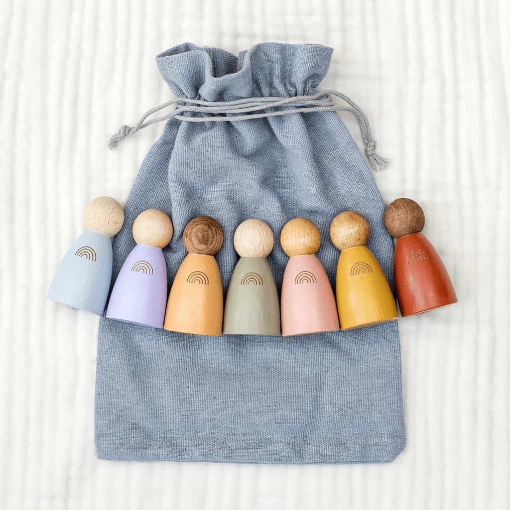 Muted Rainbow Peg Doll Set