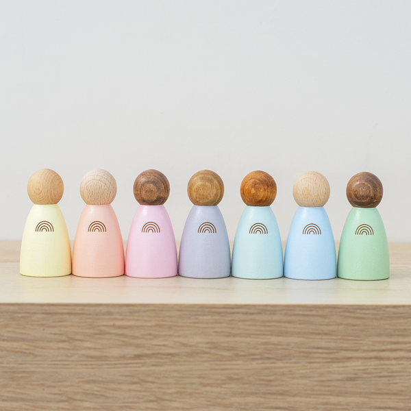 Pastel Rainbow Peg Doll Set