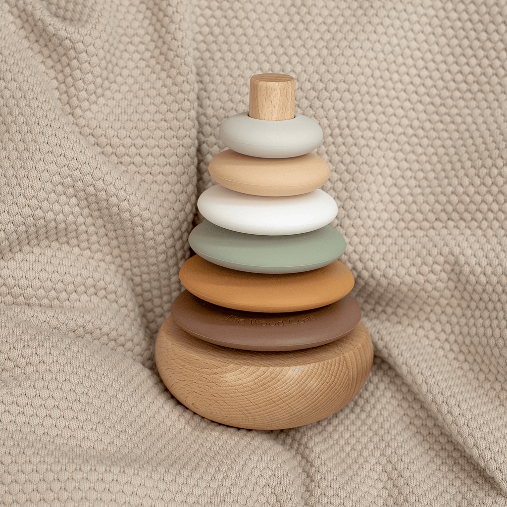 Silicone + Wood Rocking Stacker (Woodland)