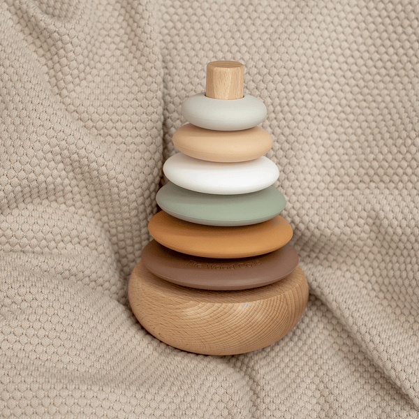 Silicone + Wood Rocking Stacker (Woodland)