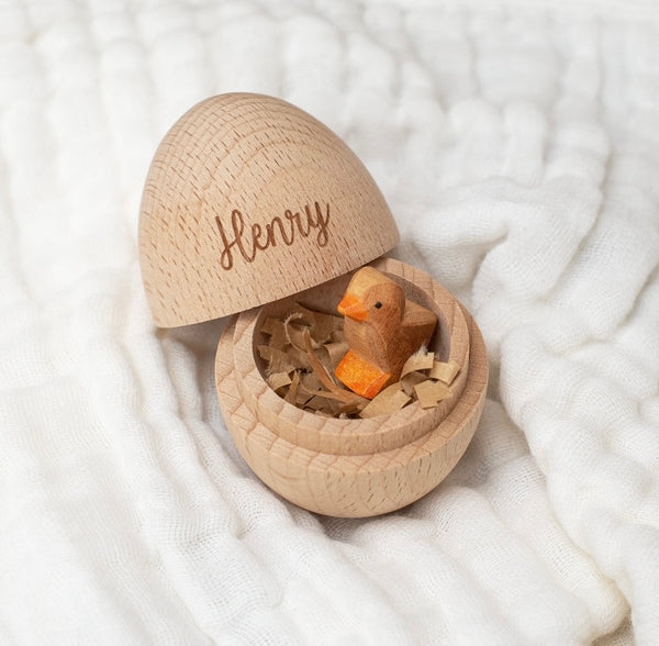 Personalised Raw Little Wooden Hollow Egg