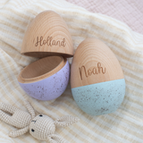 Personalised Fillable Large Wooden Speckled Easter Egg / Hollow Egg