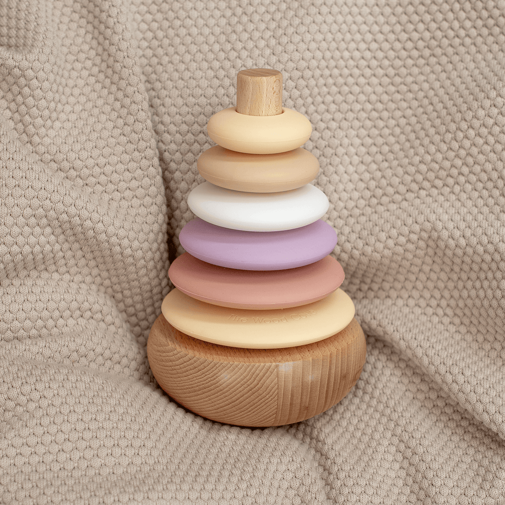 Silicone + Wood Rocking Stacker (Blossom)