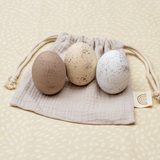 Set of 3 Hollow Wooden Easter Eggs (Speckled Neutral)