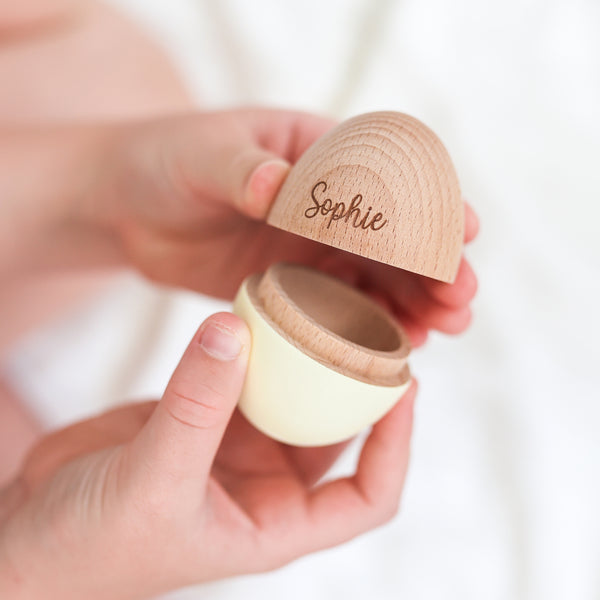 Personalised Little Wooden Hollow Egg